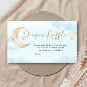 Blue Over the Moon Baby Shower Diaper Raffle Enclosure Card