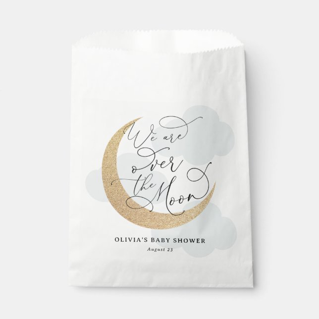 Blue Over the Moon Baby Shower Favour Bags (Front)