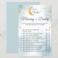 Blue Over the Moon Baby Shower Guess Who Game