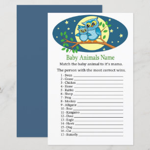 Blue Owl Baby Animals Name Game