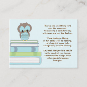 Blue Owl Baby Shower Book Insert Request Card