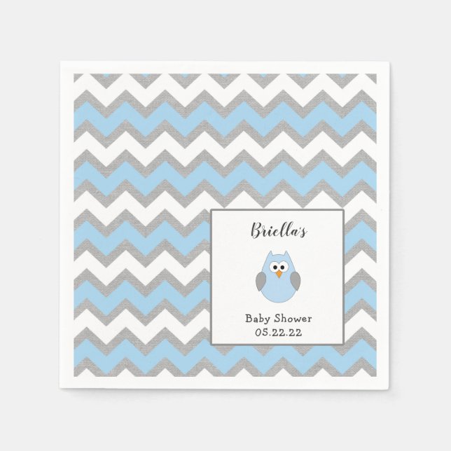 Blue Owl baby shower decor or 1st birthday party Napkin (Front)