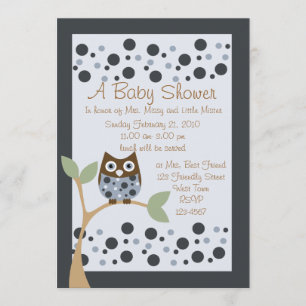 Blue Owl Baby Shower Invitation