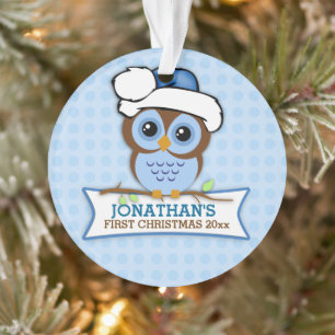 Blue Owl Baby's 1st Christmas Ornament