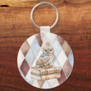 Blue Owl Be Seeing You Books Key Ring