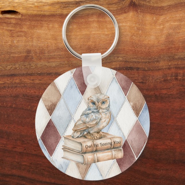 Blue Owl Be Seeing You Books Key Ring (Front)