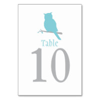 Blue owl bird wedding or occassion table number