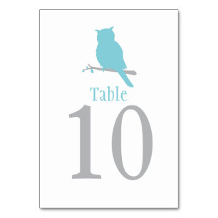 Blue owl bird wedding or occassion table number