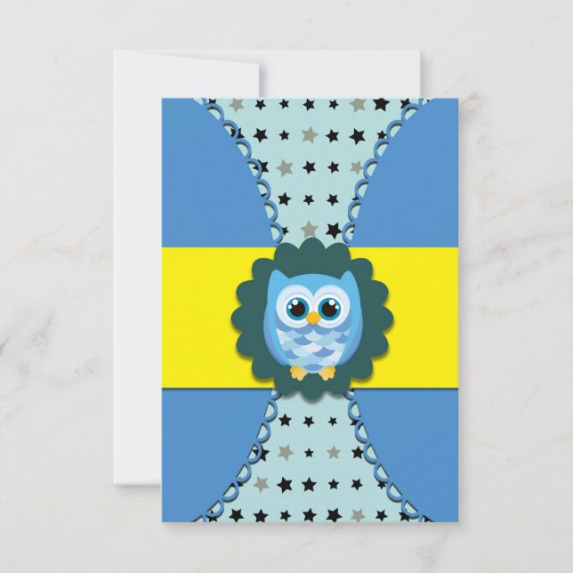 Blue Owl Birthday Invitation for Kids (Front)
