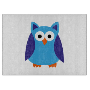 Blue owl cartoon cutting board