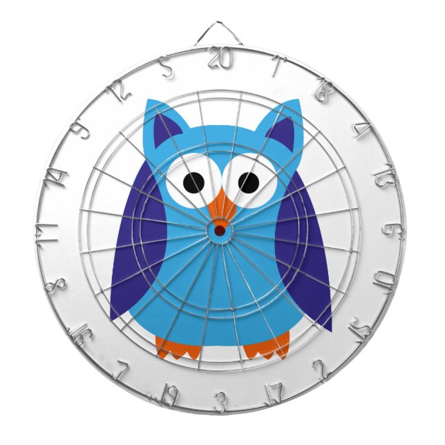 Blue owl cartoon dartboard (Front)