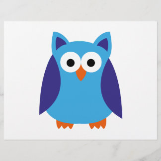 Blue owl cartoon flyer