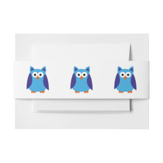Blue owl cartoon invitation belly band