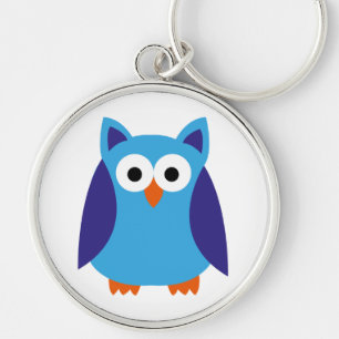 Blue owl cartoon key ring