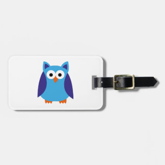 Blue owl cartoon luggage tag