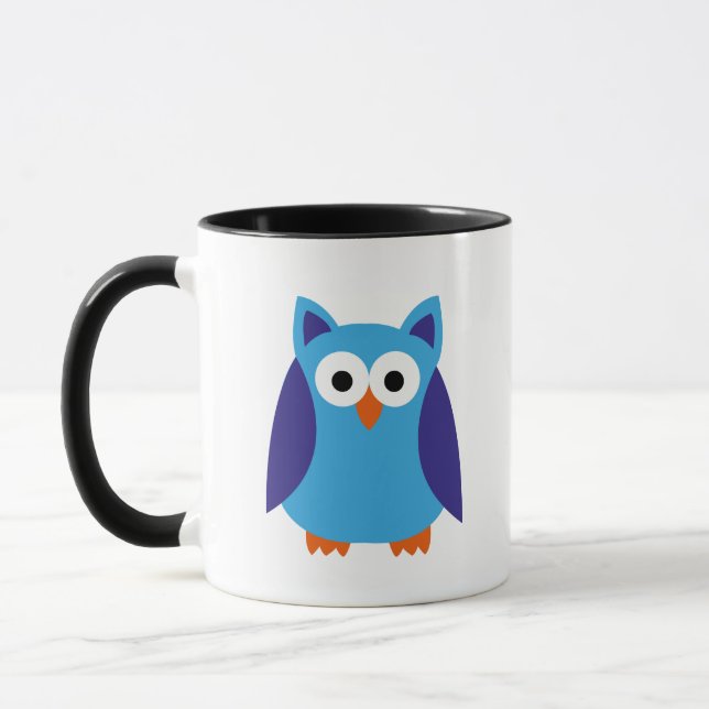 Blue owl cartoon mug (Left)