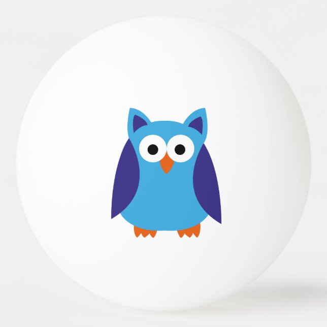 Blue owl cartoon ping pong ball (Back)