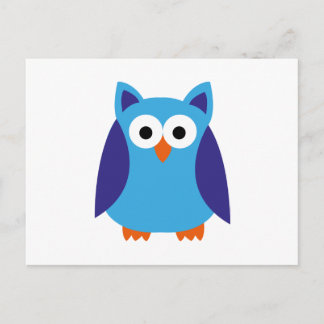 Blue owl cartoon postcard