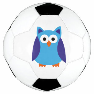 Blue owl cartoon soccer ball