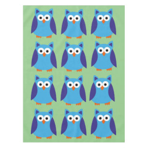 Blue owl cartoon tablecloth