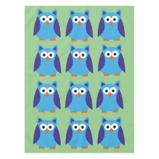 Blue owl cartoon tablecloth