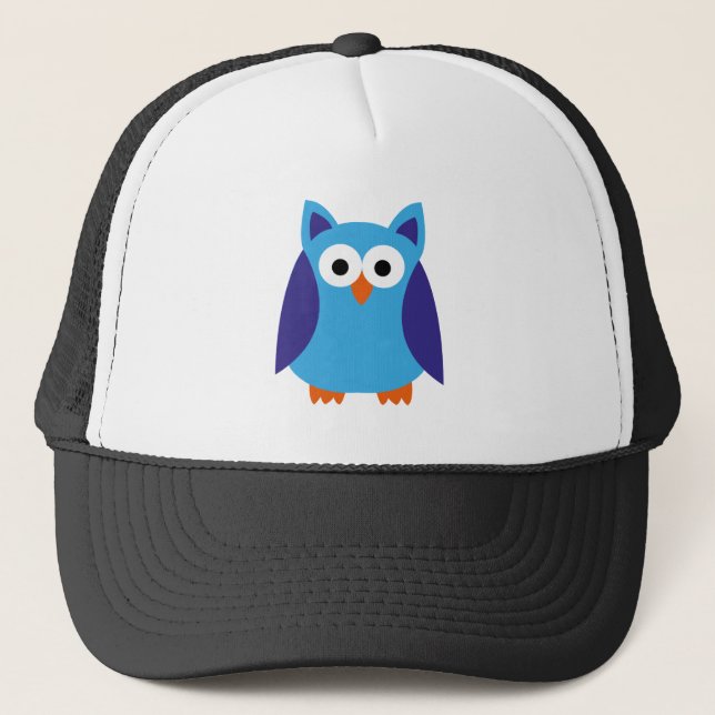 Blue owl cartoon trucker hat (Front)