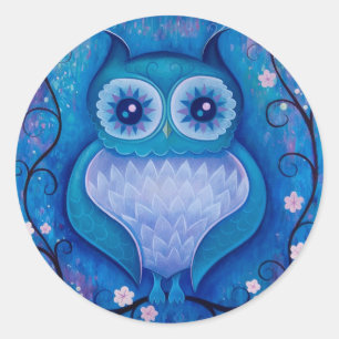 blue owl classic round sticker
