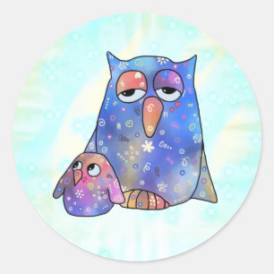 Blue owl classic round sticker