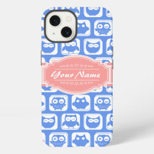 Blue Owl Coral Personalised Name iPhone 13 Case