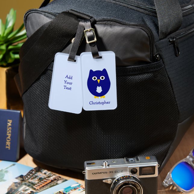 Blue Owl Design Personalised  Luggage Tag (Front & Back)