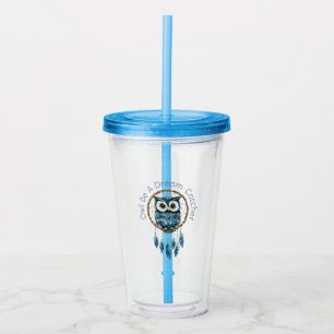 Blue Owl Dream Catcher Acrylic Tumbler