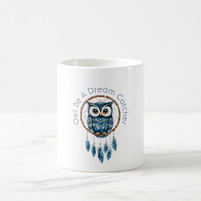 Blue Owl Dream Catcher Coffee Mug (Center)