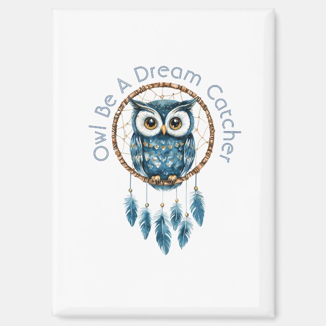 Blue Owl Dream Catcher Magnet (Front)
