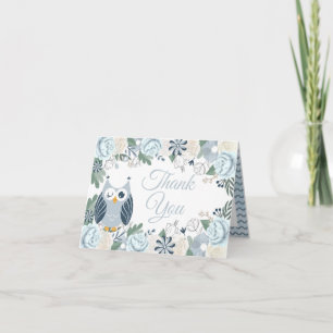 Blue Owl Floral Thank You Card