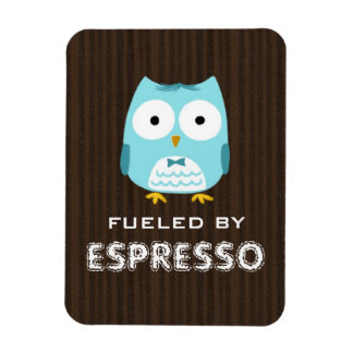 Blue Owl Fuelled by Espresso (Customisable Text) Magnet