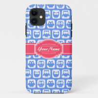Blue Owl Hot Pink Personalised Name