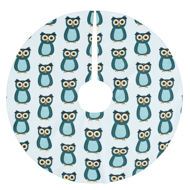 Blue Owl illustration Brushed Polyester Tree Skirt (Front)