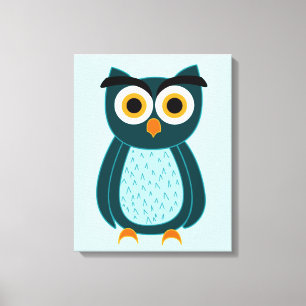 Blue Owl Illustration Canvas Print