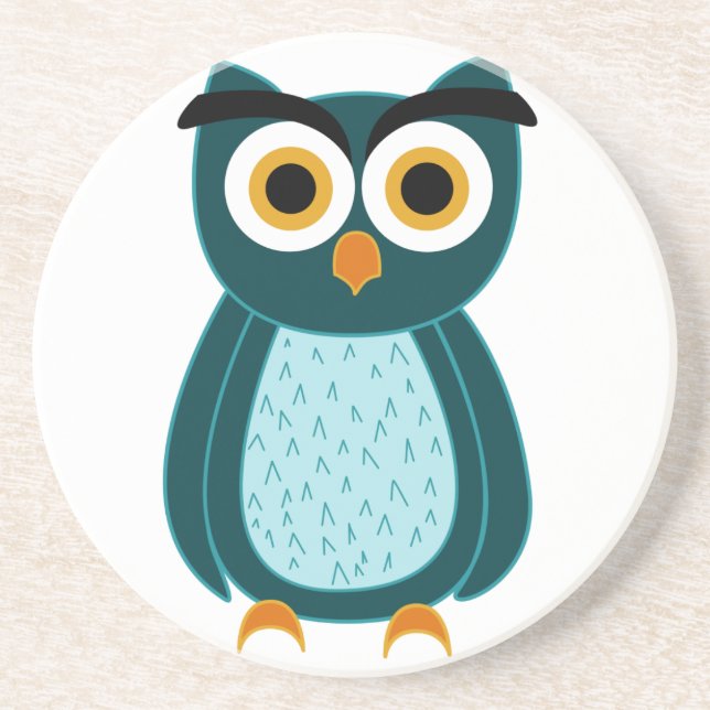 Blue Owl Illustration Coaster (Front)