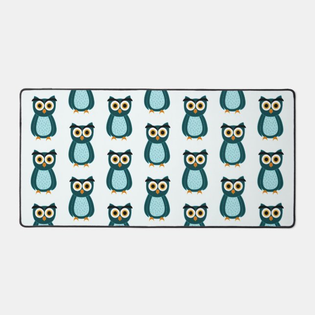 Blue Owl illustration Desk Mat (Front)