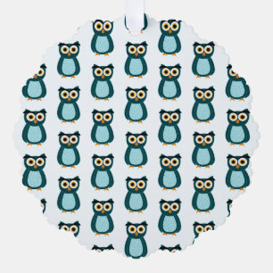 Blue Owl illustration Tree Decoration Card