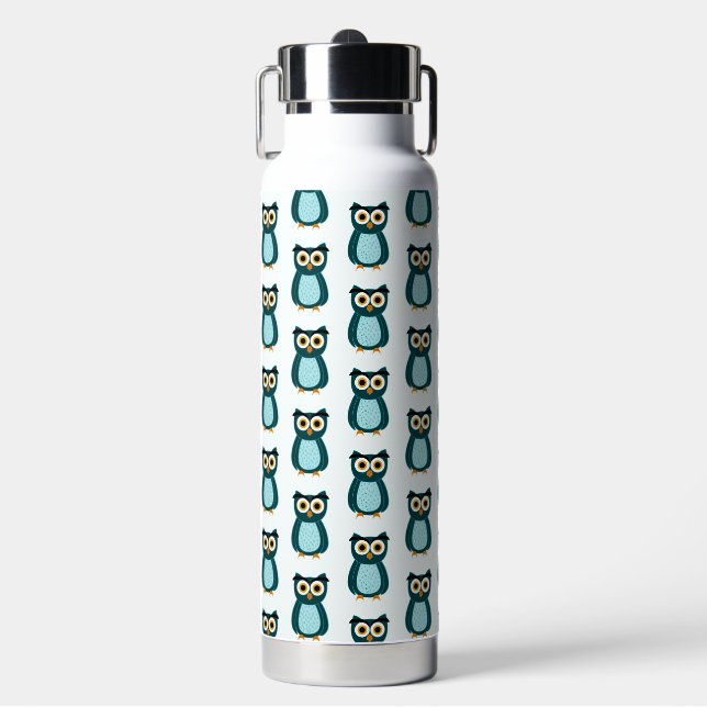 Blue Owl illustration Water Bottle (Front)