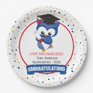Blue Owl Kindergarten Graduation Paper Plate
