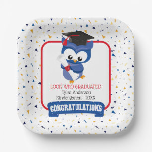 Blue Owl Kindergarten Graduation Paper Plate