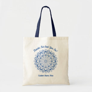 Blue owl mandala teacher appreciation thank you tote bag
