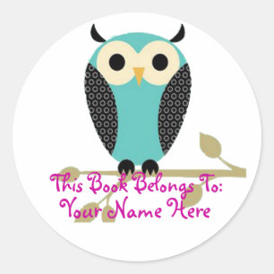 Blue Owl On Limb Name Tag