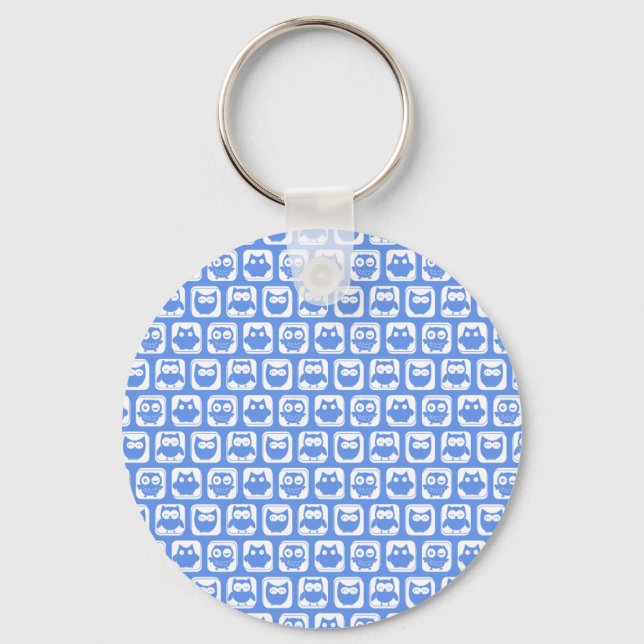 Blue Owl Pattern Key Ring (Front)