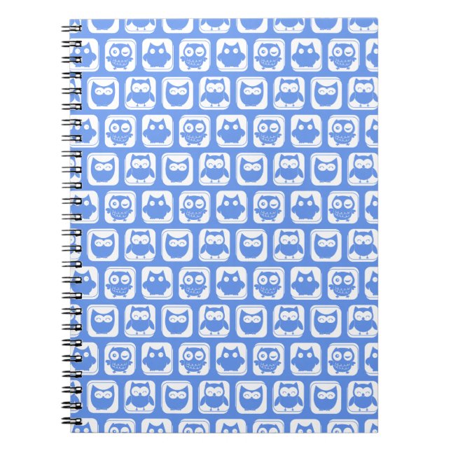 Blue Owl Pattern Spiral Notebook (Front)