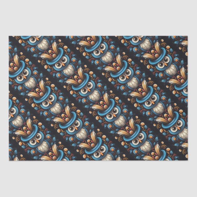 Blue owl tissue paper (Front)