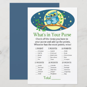 Blue Owl What's in your purse game baby shower